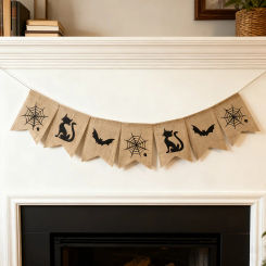 Halloween Banner Fall Rustic Burlap Banner Trick or Treat Happy Halloween Party Wed Bat Bunting Backdrop Autumn Decor Supplies