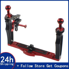 Adjustable Dual Handle Grip Tray Bracket Diving Stabilizer Rig Shutter Release Trigger for GoPro 13 osmo Action Canon Sony DSLR