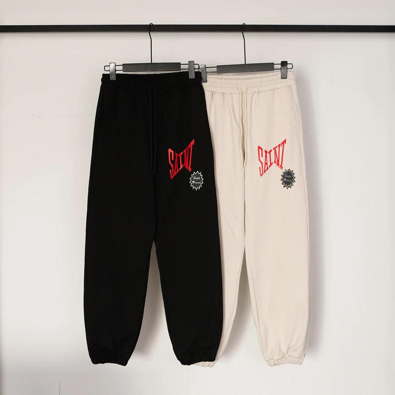 Description Picture 3 of itemBlack Apricot Saint Michael Track Pants Terry Cloth Sweatpant Men Women High Quality Jogger Drawstring Trousers Casual Pants
