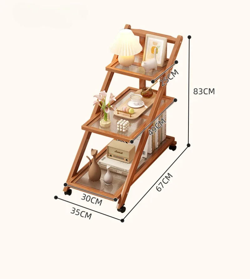 Description Picture 2 of itemRemovable Small Side Table 3-tier Bamboo Trolley with Wheels Shelves for Kitchen Bedroom and Living Room, Coffee Table Furniture