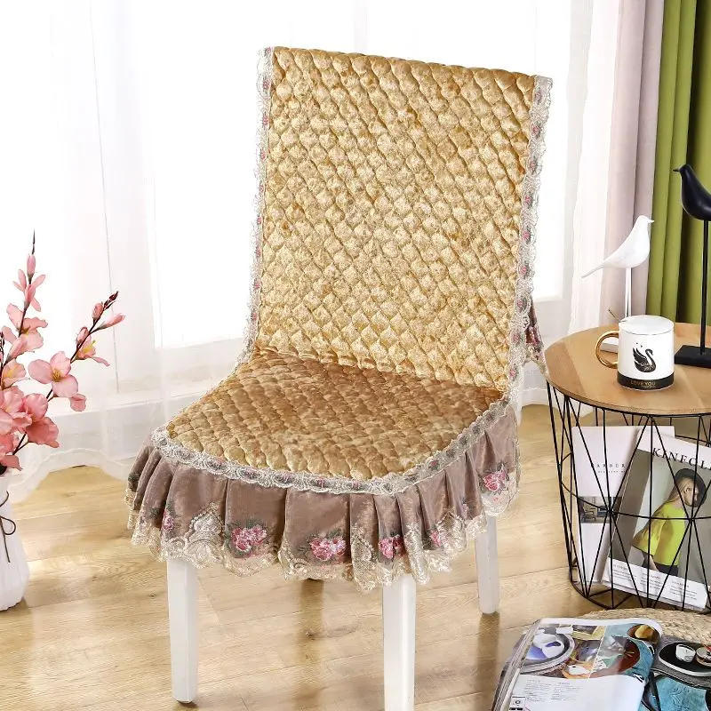 Description Picture 5 of itemEuropean Style Red Blue Connected Chair Cover Lace Edge Integrated Stool Cover Rectangular Tablecloth Thickened Cushion