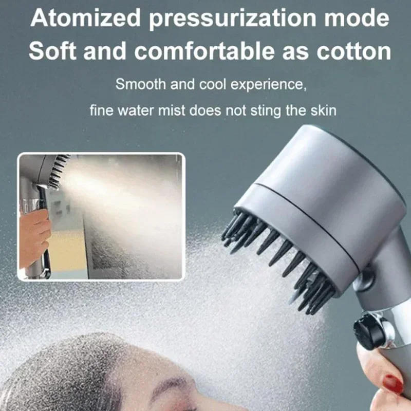 Description Picture 3 of itemHigh Pressure Shower Head Filter Water-saving Shower 4-mode Adjustable Spray with Massage Brush Rain Faucet Bathroom Accessories