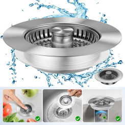Kitchen Sink Drain Strainer,Stainless Steel Pop Up Sink Stopper,Anti-Clogging Sink Strainer Plug,Kitchen Sink Accessories