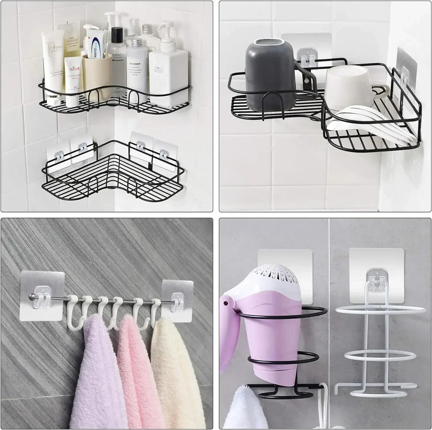 Description Picture 5 of item1-20pcs Wall Adhesive Hooks Transparent Wire Shelf Rack Hook Wall Mount Free Punch Kitchen Bathroom Non Trace Stickers Holder
