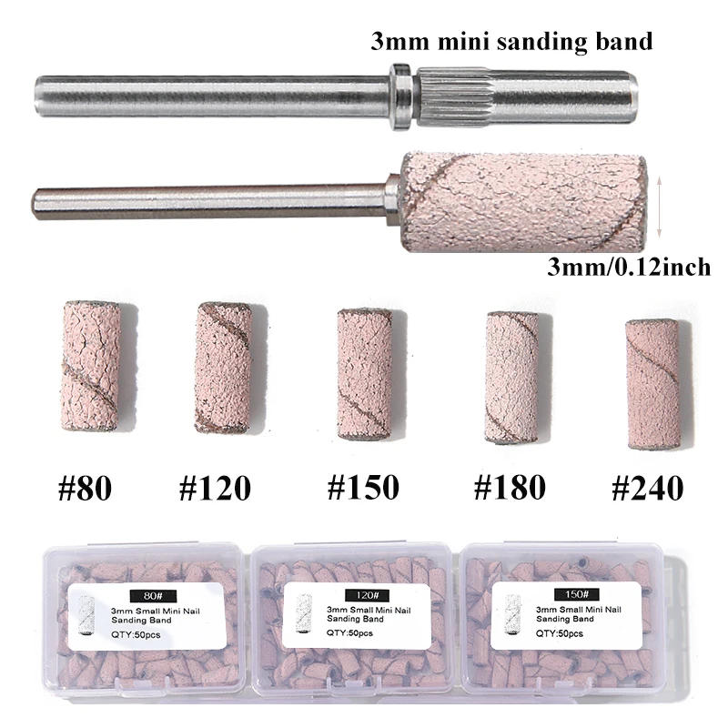 Description Picture 3 of item3mm Brown Mini Sanding Bands without Stainless Steel Mandrel Manicure Cuticle Clean Tools Electric Nail Drill Bits Accessories