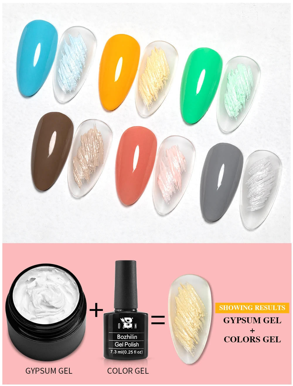 Description Picture 4 of itemBOZLIN 3D Effect Sand Gypsum Gel Drawing Super Texture Painting Gel Soak Off UV LED Semi Permanent Pigmented Paint Art Gel