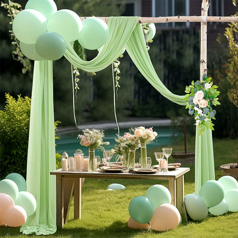 Description Picture 3 of item6 to 10 Meters Wedding Sheer Arch Decor Drapes Chiffon Fabric Draping Curtain Drapery Party Supplies Hanging Decoration