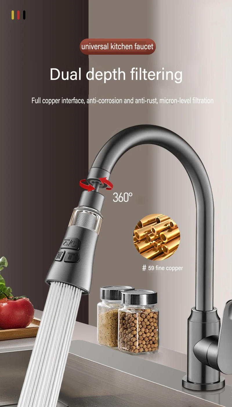 Description Picture 2 of item360° Rotate Kitchen Faucet Extender With Filter Function Universal Aerator Splash Filter Washbasin Faucet Bubbler Nozzle Aerator