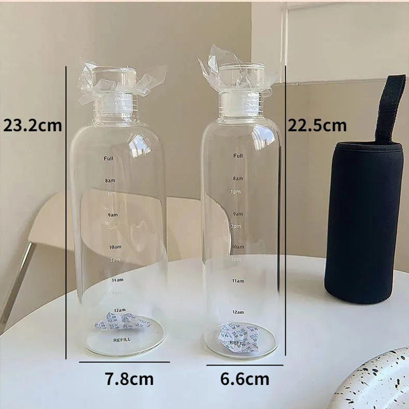 Description Picture 2 of item500/700ml Large Capacity Water Bottle Time Marker Transparent Plastic Leakproof Milk Cup Flask Drinkware Kid School Sport Camp