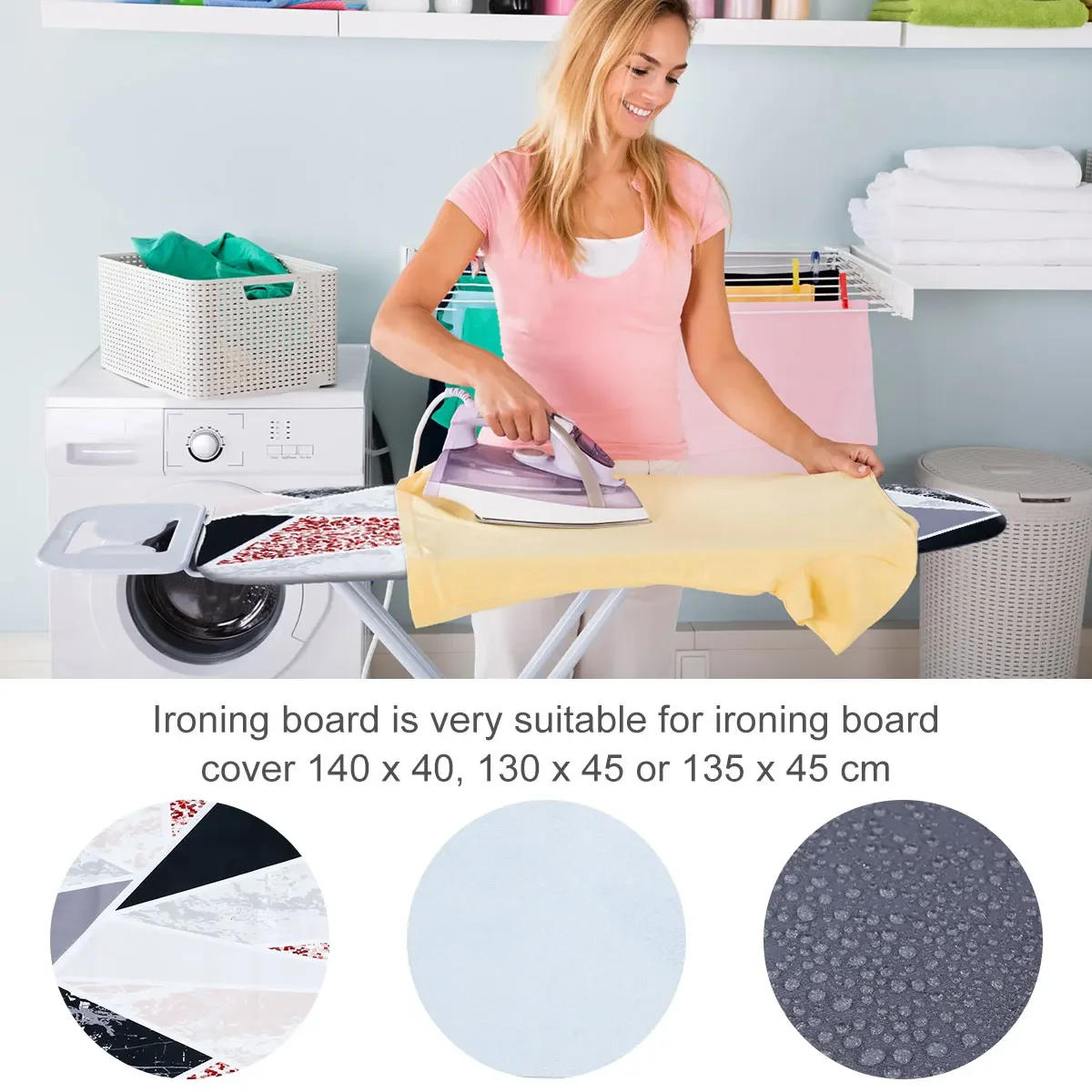 Description Picture 2 of itemIroning Board Cover Scorch Resistant, Extra Thick Cotton Iron Cover with Padding Heat Reflective Heavy Duty Pad Approx 140x50cm