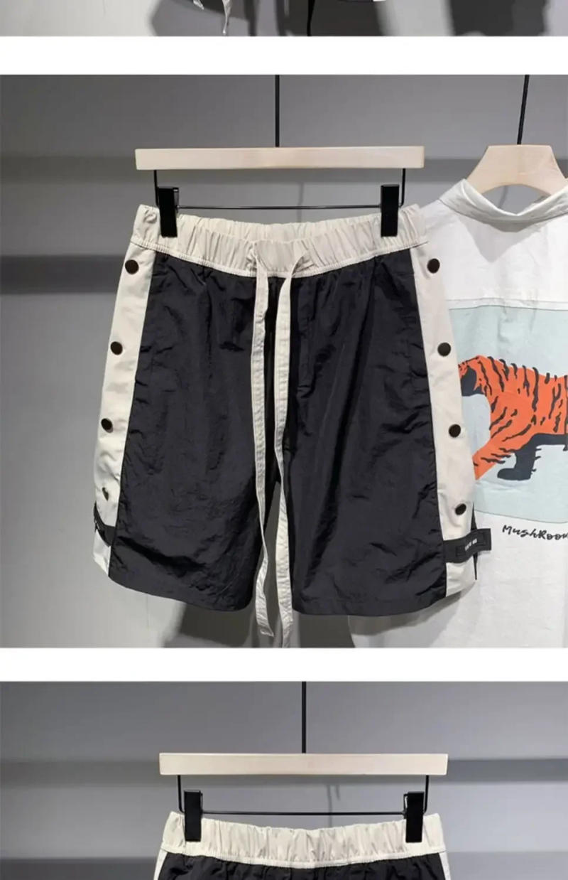 Description Picture 3 of item2024 Summer Japanese Trendy Brand Casual Shorts Quick-Drying Men's Two-Side Breasted Loose Color Matching Sports Shorts