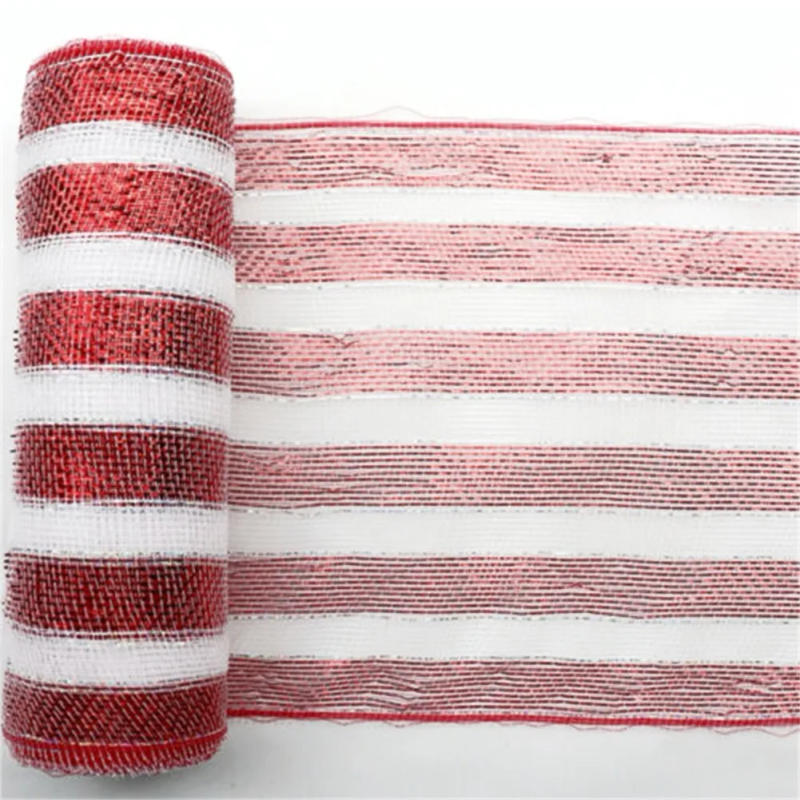 Description Picture 6 of itemRed & White Candy Cane Decor Mesh Roll 26cmx10yard Wreath Tree Stripes Ribbon Net Yarn Mesh Ribbon
