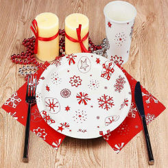 Christmas New Year Party Disposable Tableware Set Paper Cups Plates Towels Napkin Eco-friendly Materials Home Party Decoration