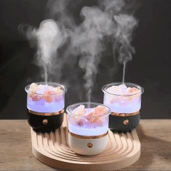 160ML Mini Ultrasonic Humidifier & Essential Oil Diffuser with Crystal Stone, 7-Color LED Night Light Portable USB for Car Home