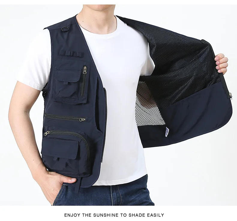 Description Picture 5 of itemMen's Mesh Multi-pocket Vest Thin Vest Outdoor Fishing Leisure Loose Large Size Mountaineering Photography Waistcoat Jacket