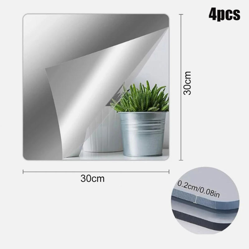 Description Picture 5 of item4PCS 15/20/30cm Wall Mirror Tiles Acrylic Decorative Mirrors Plate Self Adhesive Mirror Sheets Wall Mirror Tile Home Decoration