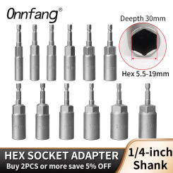 Length Deepen Hexagon Socket Driver Drill Bit 5.5-19mm Impact Socket Adapter Power 1/4-inch Shank Hex Screwdriver key Hand Tools