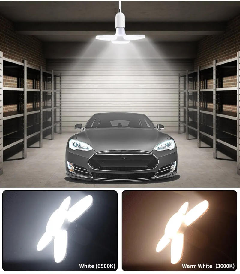 Description Picture 2 of item28W Fan Shape LED Bulb E27 LED Lamp Foldable AC220V Light Bulbs For Home Living Room Warehouse Garage Ceiling Light