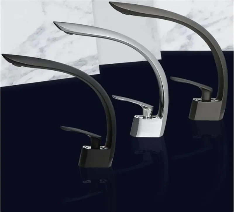 Description Picture 4 of itemBasin Faucet Brushed Gold Bathroom Mixer Tap Grey/Black Wash basin Single Handle Hot and Cold Waterfall