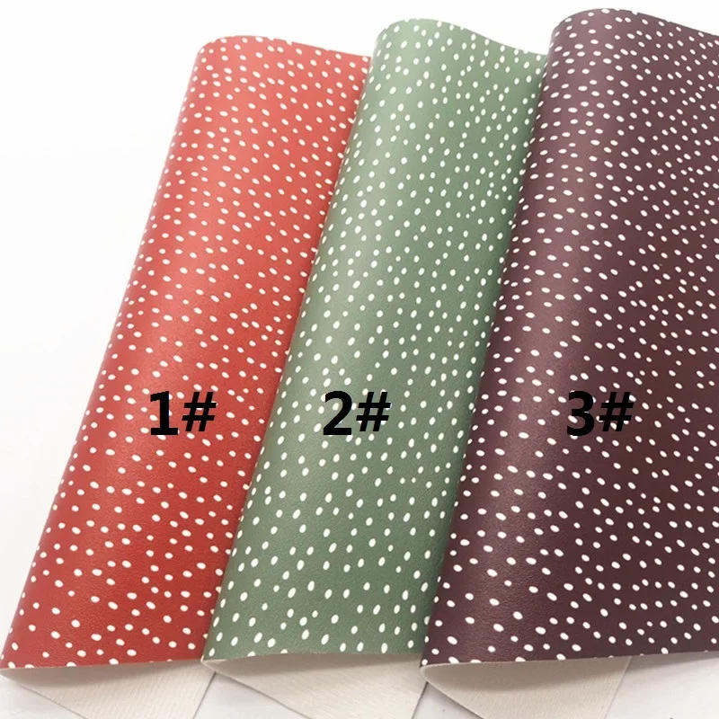 Description Picture 2 of itemFall Randomly Dots Printed Synthetic Leather Faux Fabric Sheets Felt Backing Vinyl For Earrings bag Bows DIY GM5080G