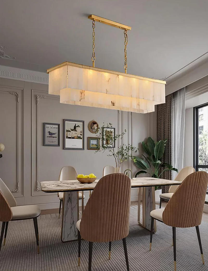 Description Picture 4 of itemModern Chandelier For Living Room Natural Marble Luxury Home Decor Lustre Pendant Lamp Villa Duplex Stairs Hanging Light Fixture