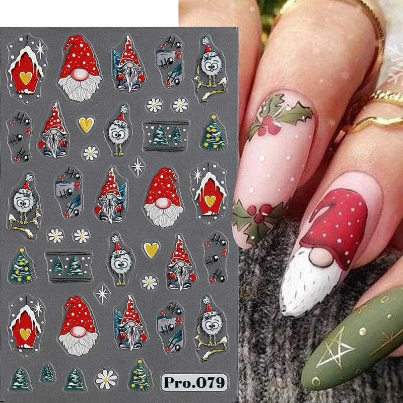Description Picture 2 of itemSanta Claus Nail Stickers Winter Christmas Design Nail Decals Cute Cartoon Deer Gingerbread Man Sliders New Year Manicure LEBPRO