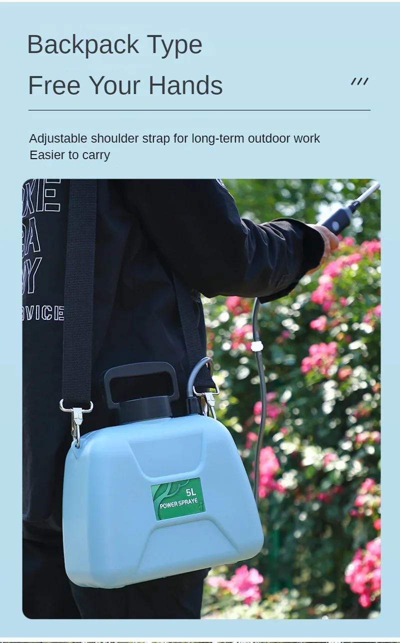 Description Picture 3 of itemShoulder Style Electric Sprayer 5L Watering Can With Spray Gun Automatic Garden Plant Mister USB Rechargeable Irrigation Tool