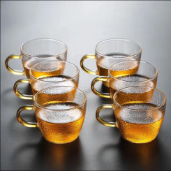 Japanese Hammer Pattern Teacup with Handle Dragon Scale Glass Teacup Small Cup Tea Cup Kung Fu Tea Set Coffee Mugs Water Bottle