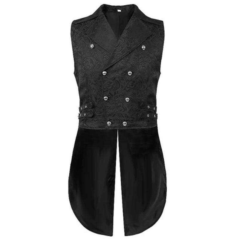 Description Picture 4 of itemTuxedo Vest Waistcoat Victorian Costume Suits Coat Men's Lapel Collar Punk Vintage Double Breasted Jacquard Dinner Tailcoat
