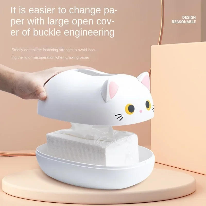 Description Picture 5 of itemKawaii Cat Tissue Box Livingroom Napkin Storage Box Kitchen Paper Container Desktop Toilet Paper Holder for Bathroom Dormitory