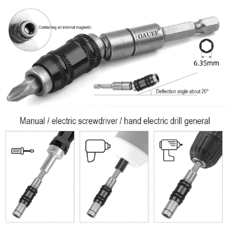 Description Picture 3 of item1/4 "Hex Screwdriver Bit Drill Magnetic Bit Holder Extension Rod Hand Tools Quick Change Holder Drive Guide Bits for Screwdriver