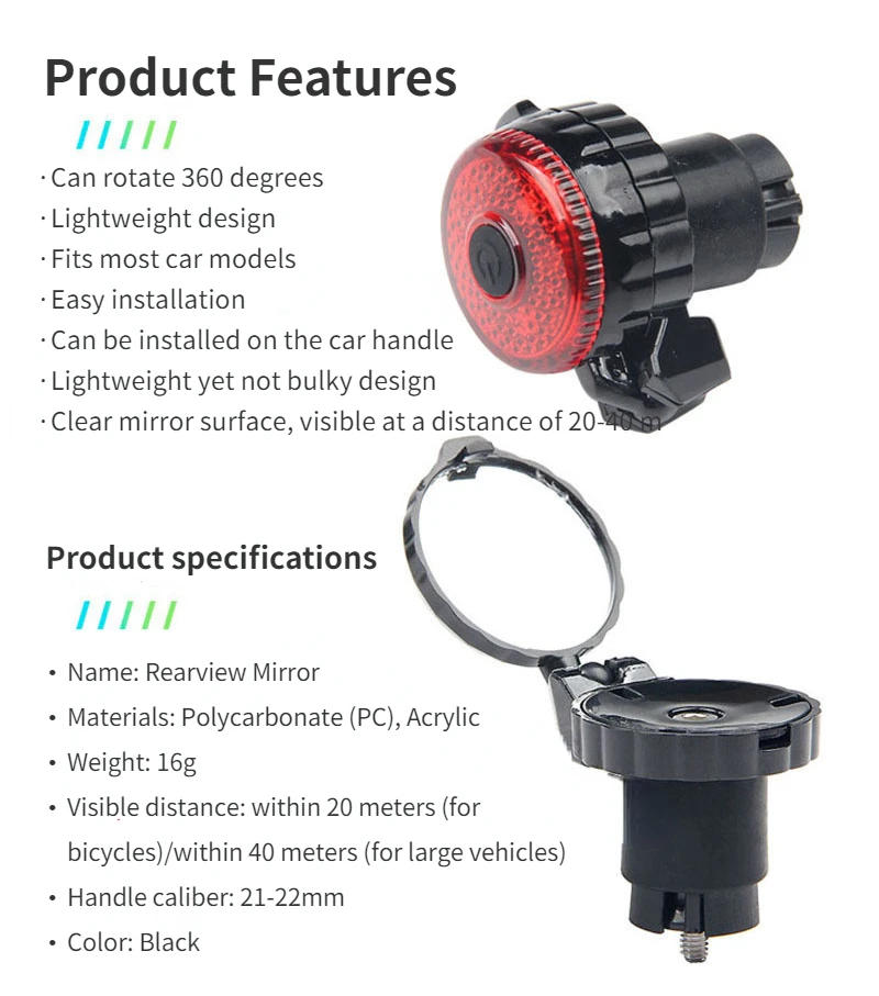 Description Picture 3 of item2pcs Small Rotary Folding MTB Bicycle Mirror Bike Handlebar Rearview Mirror Handle Plug Reflector Special Cycling Accessories