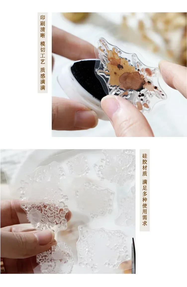 Description Picture 5 of item1Pack set vintage silicone stamps letterhead story handbook printing Assorted Stamp Supplies Background Scrapbook cut 208*104mm