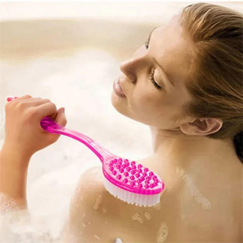 Description Picture 3 of item1pc Bath Brush Long Handle Exfoliating Scrubs Back Body Bath Shower Cleaning Brushes Skin Massager Exfoliation Bathroom Supplies