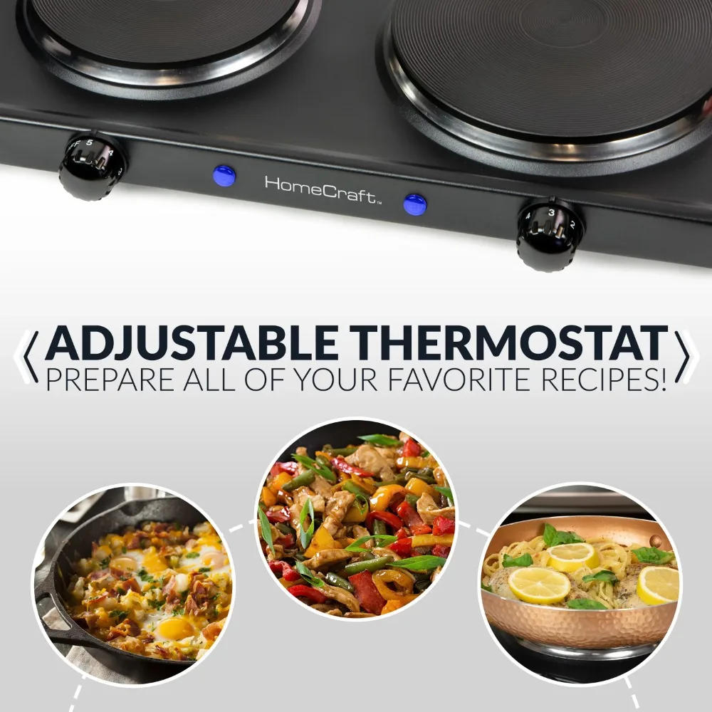 Description Picture 5 of itemDouble Burner Hot Plate, Portable Countertop Double Burner Hot Plate Electric Cooktop,1500-Watts, Adjustable Temperature Control