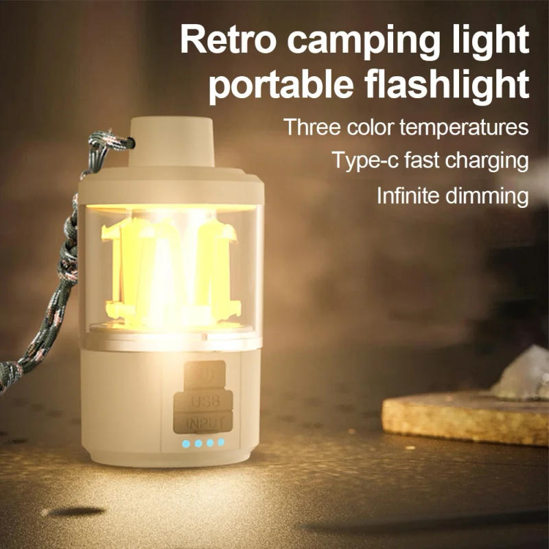 Description Picture 2 of itemMultifunctional Portable Warm Camping Lights Strong LED Lantern Rechargeable Outdoor Emergency Fishing Tent Tungsten Lamp