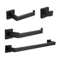 Luxury Black Bathroom Accessories Set Bathroom Hardware Set Household Hanger Towel Rack Roll Paper Rack Coat Hook Sets 4 Pcs Kit