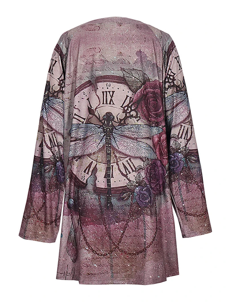 Description Picture 4 of itemWomen's plus Size Long Sleeve Pullover T-Shirt round Neck Commuter Style Butterfly Pattern Fall Winter New Top