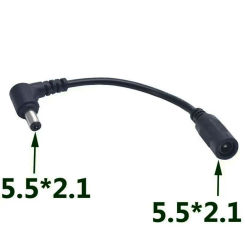 DC Power 5.5 x 2.1mm Male 90° Right Angle To Female Extension Connector Cable Cord 15cm 20cm