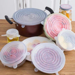 6PCS Silicone Fresh-keeping Cover Stretch Lids Reusable Durable Canning Lids Refrigerator Microwave Bowl lid Kitchen Accessories