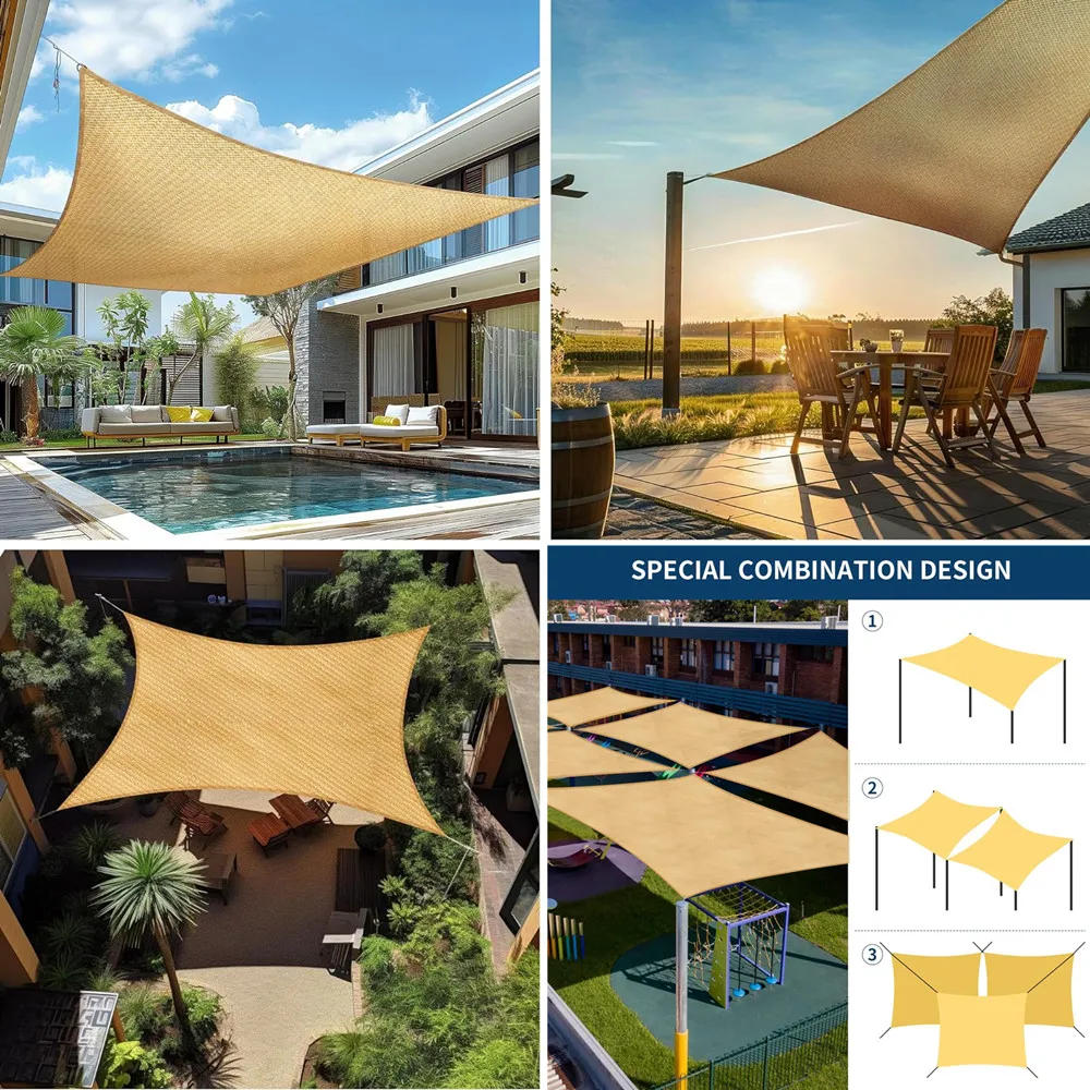 Description Picture 3 of itemWaterproof Square Sun Shade Sail Canopy 98%UV Block Sun Shelters For Outdoor Facility&Activities Backyard Awning Camping Tents