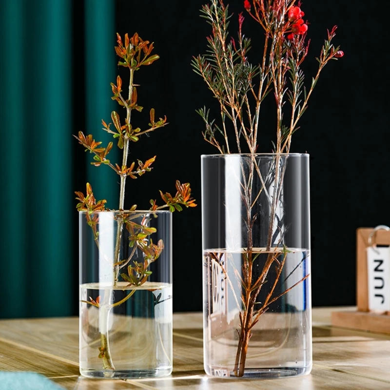 Description Picture 3 of itemModern Clear Glass Flower Vase Glass Cylinders Vase Florals Container Flower Vase Elegant Table Centerpieces Decorations