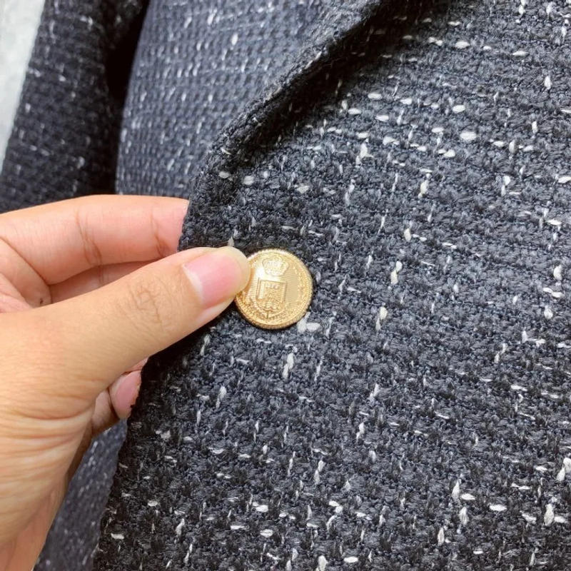 Description Picture 3 of itemBritish Style Men Business Work Blazer Slim Fit Single Breasted Tweed Jacket Autumn Thick Suit Coat Vintage Office Blazer Tops