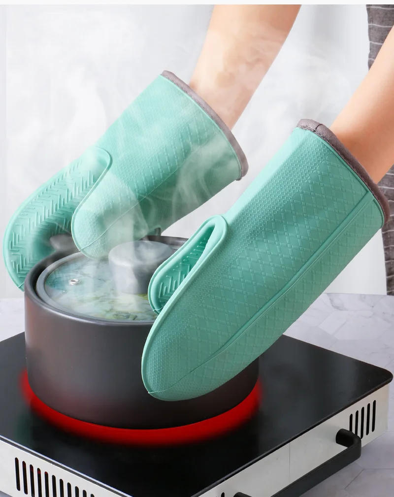 Description Picture 6 of itemHeat Resistant Kitchen Baking Cooking Tool, One Piece Oven Baking, Hot Pot Mitts, BBQ Gloves, Silicone Microwave Gloves