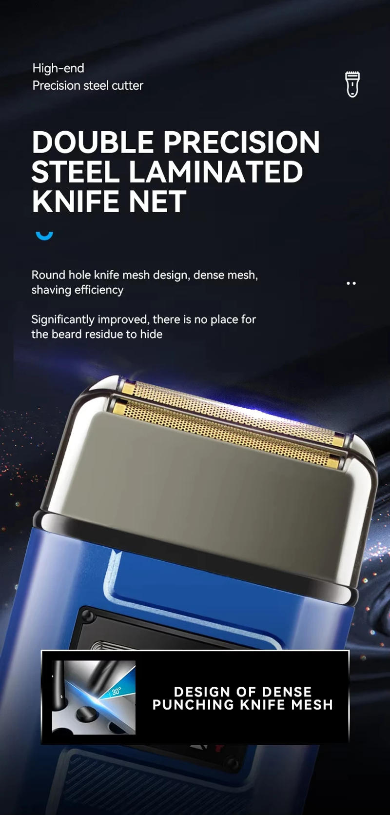 Description Picture 5 of itemKemei KM-1112 USB Charging IPX5 Waterproof Shaver 2 in1 Men's Rechargeable Electric Beard Razor Floating Forward Shaving Machine