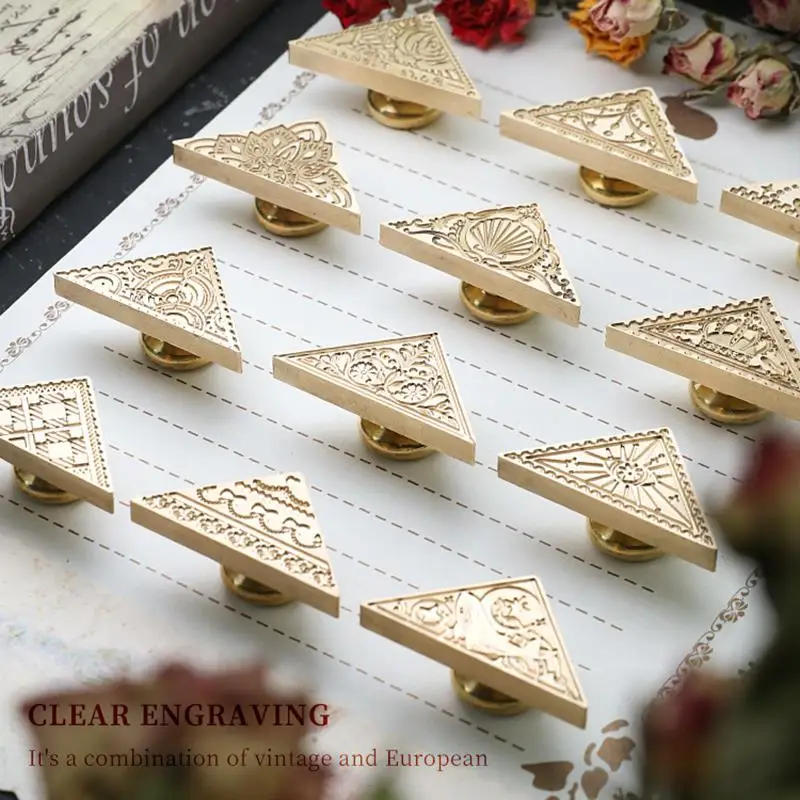 Description Picture 2 of itemStamp Lacquer Seal High Quality Copper Head Triangle Lacquer Wax Vintage Rose Sculpture Sealing Wax Hand Book Gift