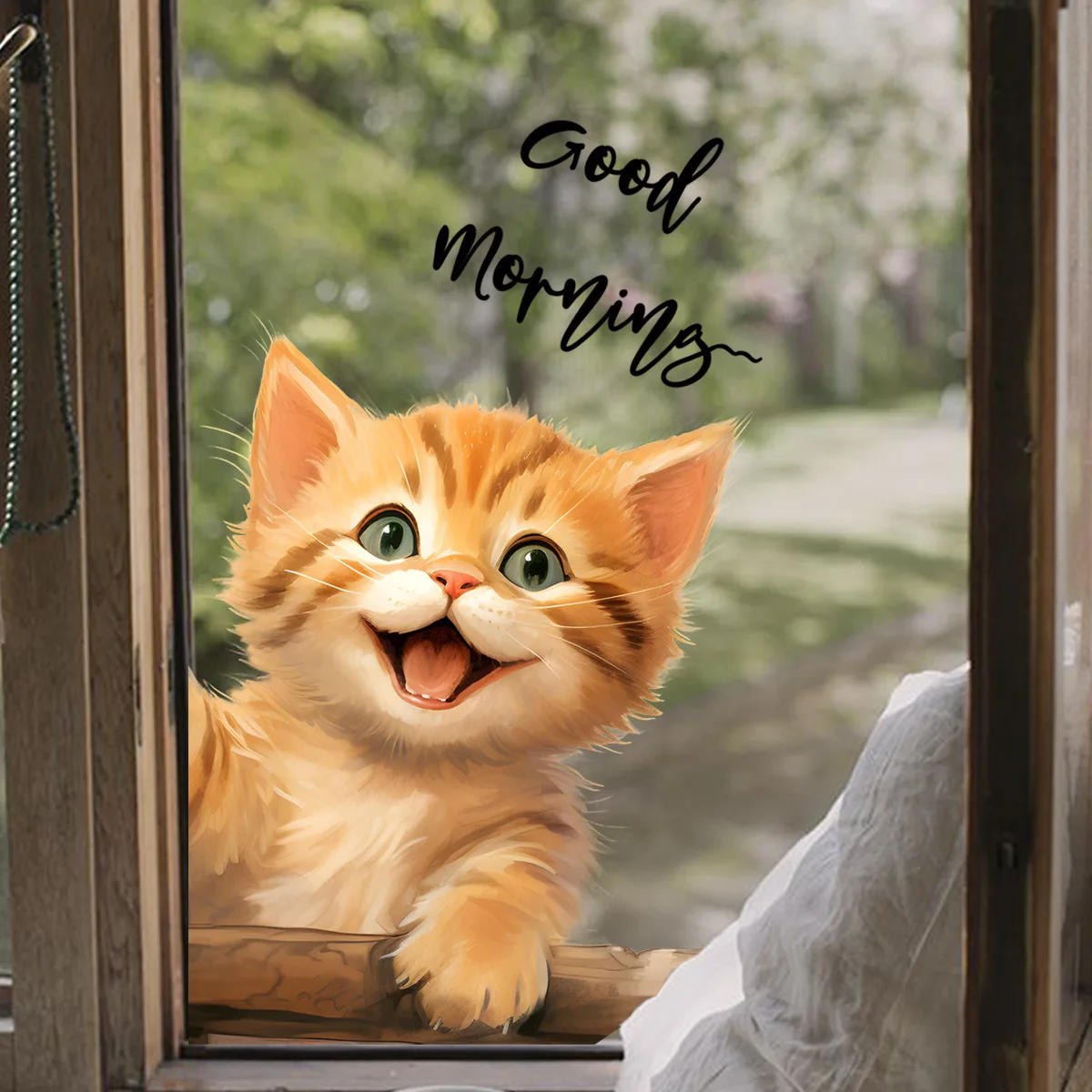 Description Picture 4 of itemCute Cat Wall Stickers Living Room Cupboard Glass Window Decoration Wallpaper Bathroom Toilet Mural Home Decor Kitten Decals