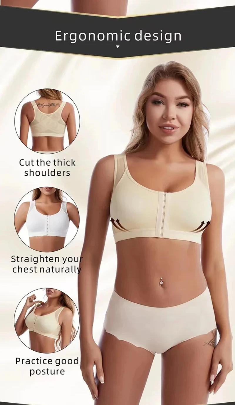 Description Picture 5 of itemVest Bras S-5XL Front Closure Posture Corrector Lift Up Bra Women Push Up Cross Back Underwear Shockproof Sports Support Fitness