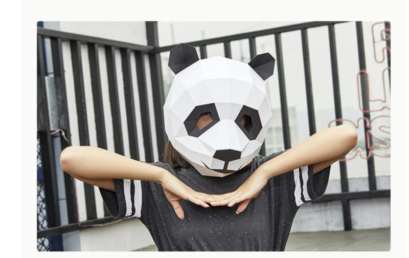 Description Picture 4 of itemCosplay Masks Halloween Party Mask Supplies Panda Bear Costume Head Hood 3D Paper Model DIY Cartoon Handmade Face Cosplay Toys