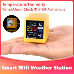 Smart Weather Clock Desktop Mini Portable Electronic Clocks WIFI Weather Station Cute Clock Desktop Creative Digital Ornaments